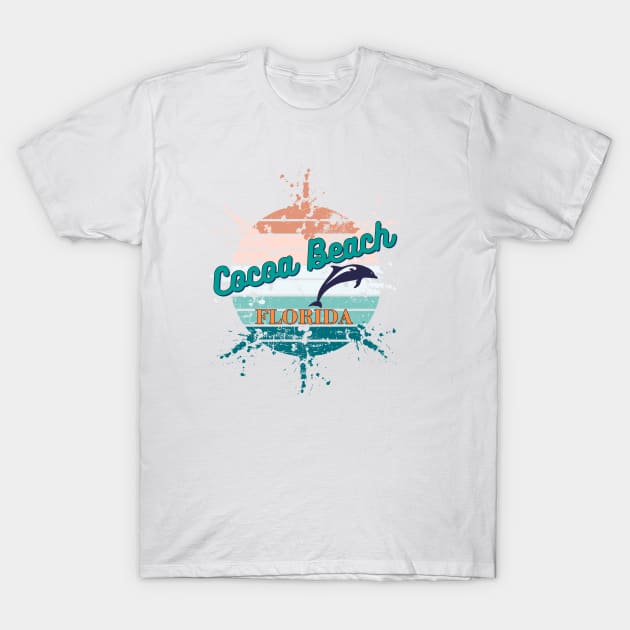 Cocoa  Beach Florida Exploding Retro Sunset T-Shirt by AdrianaHolmesArt